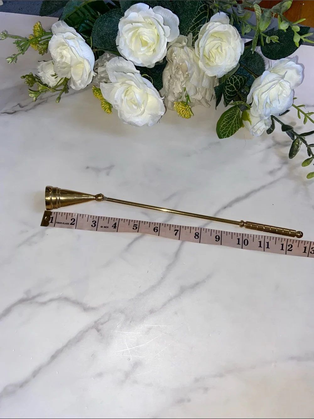 Vintage Brass Candle Snuffer with Long Handle - Classic Home Bath Accessory